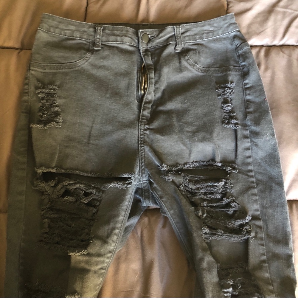 Windsor Black Ripped Skinny Jeans High Waisted